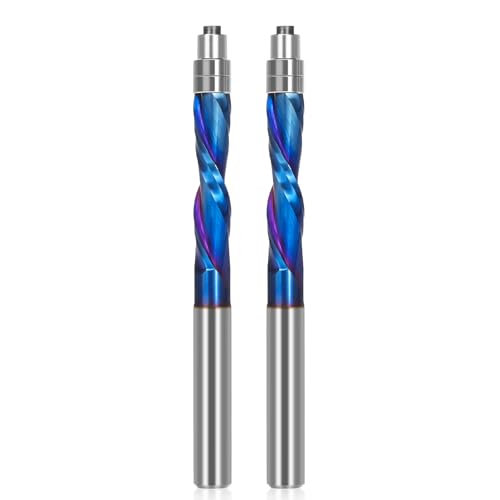 2 x Downcut Spiralfräser-Bit, 1/4-Zoll-Schaft, Vollhartmetall-Bündigfräser-Bits Spirale mit Nano-Beschichtung, für Holzbearbeitung 2 x Downcut Spiralfräser-Bit, 1/4-Zoll-Schaft, Vollhartmetall-Bündigfräser-Bits Spirale mit Nano-Beschichtung, für Holzbearbeitung von LUNYEE
