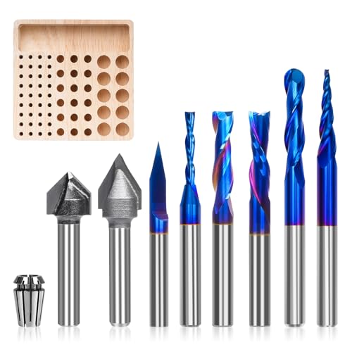8-teiliges CNC-Fräser-Bit-Set mit ER11-Spannzange, Aufbewahrungsregal 8-teiliges CNC-Fräser-Bit-Set mit ER11-Spannzange, Aufbewahrungsregal von LUNYEE