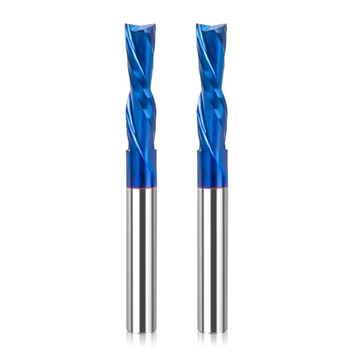 LUNYEE Spiralfräser-Bits, 6,35 mm Schaft, 6,35 mm Schnittdurchmesser, Vollhartmetall mit Nanoblauer Beschichtung, CNC-Fräser-Bits, Schaftfräser für Holzschnitzerei, Schneiden, 2 Stück LUNYEE Spiralfräser-Bits, 6,35 mm Schaft, 6,35 mm Schnittdurchmesser, Vollhartmetall mit Nanoblauer Beschichtung, CNC-Fräser-Bits, Schaftfräser für Holzschnitzerei, Schneiden, 2 Stück von LUNYEE