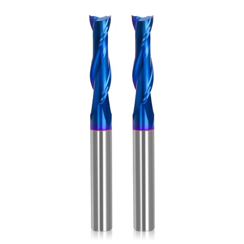 LUNYEE Spiralfräser-Bits, 6,35 mm Schaft, 6,35 mm Schnittdurchmesser, Vollhartmetall mit Nanoblauer Beschichtung, CNC-Fräser-Bits, Schaftfräser für Holzschnitzerei, Schneiden, Kantentrimmen, 2 Stück LUNYEE Spiralfräser-Bits, 6,35 mm Schaft, 6,35 mm Schnittdurchmesser, Vollhartmetall mit Nanoblauer Beschichtung, CNC-Fräser-Bits, Schaftfräser für Holzschnitzerei, Schneiden, Kantentrimmen, 2 Stück von LUNYEE