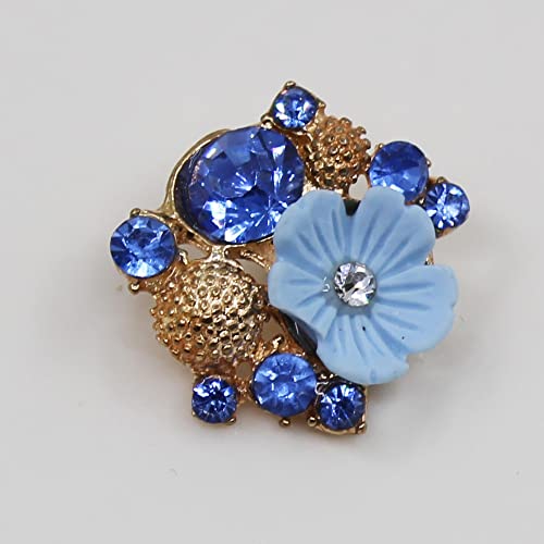 LUNYY 10 Stücke 19mm Blaue Harz Rosen Ösenknopf Goldene Metall Hochzeit Braut Halten Blumen Schmücken Haarschmuck Scrapbooking von LUNYY