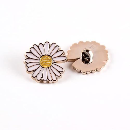 LUNYY 25 mm kleine Gänseblümchen-Knöpfe Sonnenblume Knöpfe Harz Metarl Knopf für Kleidung Mantel Pullover Zubehör DIY von LUNYY