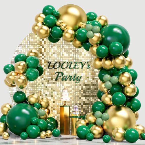 Luftballon Girlande Grün Gold, 128 Stück Ballon Girlande Grüne, Luftballons Dunkelgrün Salbeigrün Metallic Gold für Geburtstag Hochzeit Babyparty Dschungelparty Safari Party Deko Luftballon Girlande Grün Gold, 128 Stück Ballon Girlande Grüne, Luftballons Dunkelgrün Salbeigrün Metallic Gold für Geburtstag Hochzeit Babyparty Dschungelparty Safari Party Deko von LUOBITO