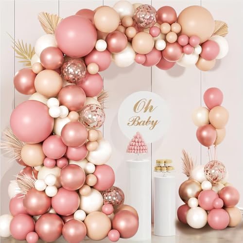 Luftballon Girlande Rosa, 133 Stück Retro Rosa Beige Weiß Ballon Girlande, Luftballons Pastell Rosa Metallic Rosegold für Boho Geburtstag Hochzeit Baby Party Dekorationen Luftballon Girlande Rosa, 133 Stück Retro Rosa Beige Weiß Ballon Girlande, Luftballons Pastell Rosa Metallic Rosegold für Boho Geburtstag Hochzeit Baby Party Dekorationen von LUOBITO