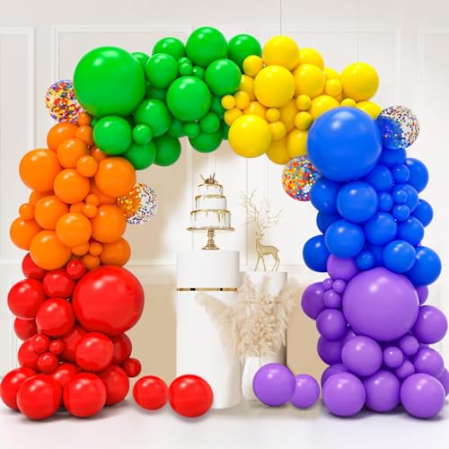 Luftballons Bunt, 130 Stück Ballon Girlande Regenbogen, 18 12 10 5 Zoll Helium Luftballon Girlande Bunte, Matt Bunt Luftballons Geburtstag Kinder Hochzeit Karneval Zirkus Party Deko von LUOBITO