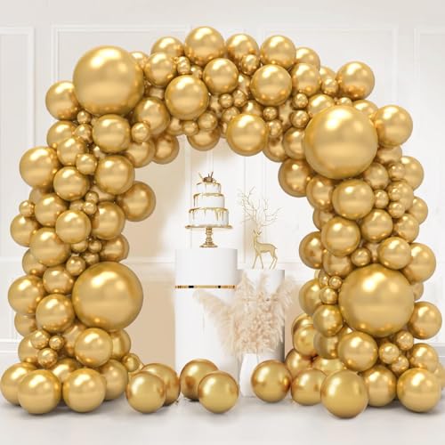 Luftballons Gold, 130 Stück Goldene Ballon Girlande Set, 18 12 10 5 Zoll Latex Helium Luftballon Girlande Gold Metallic, Luftballons für Geburtstag Hochzeit Babyparty Halloween Party Dekoration Luftballons Gold, 130 Stück Goldene Ballon Girlande Set, 18 12 10 5 Zoll Latex Helium Luftballon Girlande Gold Metallic, Luftballons für Geburtstag Hochzeit Babyparty Halloween Party Dekoration von LUOBITO