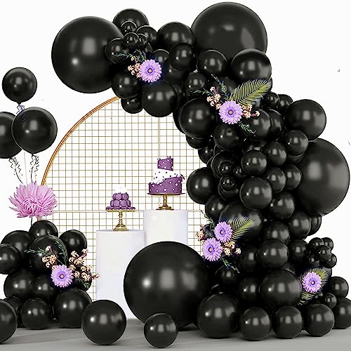 Luftballons Schwarz, 120 Stück Luftballon Girlande Schwarz, 18 12 10 5 Zoll Ballon Girlande Schwarz, Luftballons Geburtstag Hochzeit Jahrestag Party Deko Luftballons Schwarz, 120 Stück Luftballon Girlande Schwarz, 18 12 10 5 Zoll Ballon Girlande Schwarz, Luftballons Geburtstag Hochzeit Jahrestag Party Deko von LUOBITO