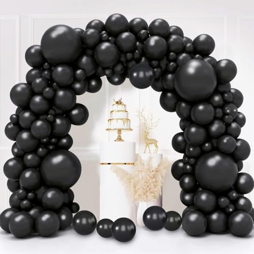 Luftballons Schwarz, 130 Stück Schwarze Ballon Girlande Set, 18 12 10 5 Zoll Latex Helium Luftballon Girlande Schwarz, Party Luftballons Ballonbogen für Geburtstag Hochzeit Babyparty Halloween Deko Luftballons Schwarz, 130 Stück Schwarze Ballon Girlande Set, 18 12 10 5 Zoll Latex Helium Luftballon Girlande Schwarz, Party Luftballons Ballonbogen für Geburtstag Hochzeit Babyparty Halloween Deko von LUOBITO