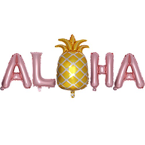 LUOEM Hawaiian Folie Ballons Aloha Mylar Ballon Hawaii Luau Partydekorationen Sommer Tropischen Party Favors Supplies (Rose Gold) von LUOEM