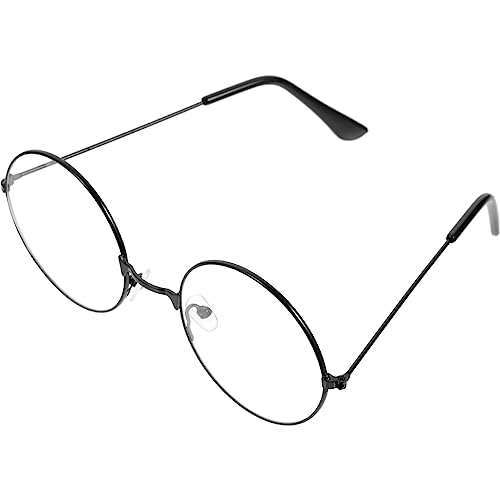 LUOEM Unisex Retro Runde Brillen Klare Linse Gläser Ultra Light für Santa Claus und Harry Potter Cosplay (schwarz) von LUOEM