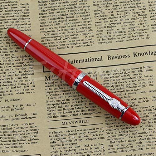 LUOFANG Deluxe Steel 159 Füllfederhalter mit blauem und silbernem Rand, mittlere Feder, glatt, Rot LUOFANG Deluxe Steel 159 Füllfederhalter mit blauem und silbernem Rand, mittlere Feder, glatt, Rot von LUOFANG
