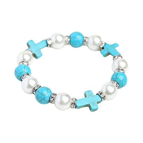 LUOFENG Handgemachtes Naturstein-Kreuz-Armband mit Charme, Perlen, elastische Armbänder für Männer und Frauen, christlicher Schmuck, Geschenk, Hip-Hop-Armband LUOFENG Handgemachtes Naturstein-Kreuz-Armband mit Charme, Perlen, elastische Armbänder für Männer und Frauen, christlicher Schmuck, Geschenk, Hip-Hop-Armband von LUOFENG