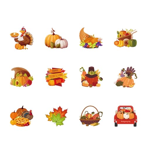 LUOFENG Set mit 12 festlichen Türkei-Kuchenfahnen, Erntedankfest, Kuchendekorationen, Backen, Cupcakes, dekorativen Flaggen, Dekor von LUOFENG