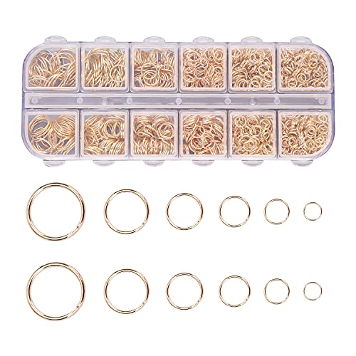 1200stück Offnen Biegeringe, 4mm 5mm 6mm 7mm 8mm 10mm Öffnen Ringe Springen, Vergoldete Runde Spaltringe Metall Kettenringe, für Schmuckherstellung, Halskette, Armband, Schmuckzubehör 1200stück Offnen Biegeringe, 4mm 5mm 6mm 7mm 8mm 10mm Öffnen Ringe Springen, Vergoldete Runde Spaltringe Metall Kettenringe, für Schmuckherstellung, Halskette, Armband, Schmuckzubehör von LUOGE