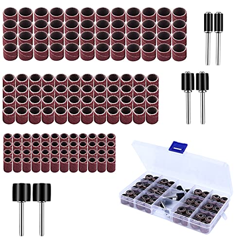 150 Stück Schleifhülsen, Drum Sander Set mit 144 Stück Schleifband Sleeves + 6 Stück Schleifwalze for Dremel Drehwerkzeug 150 Stück Schleifhülsen, Drum Sander Set mit 144 Stück Schleifband Sleeves + 6 Stück Schleifwalze for Dremel Drehwerkzeug von LUOGE