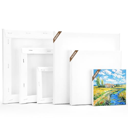 LUOJINYI leinwände Set, 6 Stück Leinwand zum Bemalen (20x20,15x15,10x10cm, je 2 Stück) Keilrahmen Leinwand, Baumwolle Malen Canvas Künstlertafelbilder für Acrylfarben Ölgemälde, Anfänger Künstler von LUOJINYI