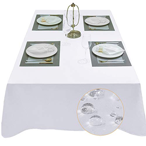 LUOLUO Tischdecke Damast tischdecke abwaschbar Tischtuch Tischwäsche Eckig Wasserdicht Tischdecke Weiß 140 x 180 cm von LUOLUO