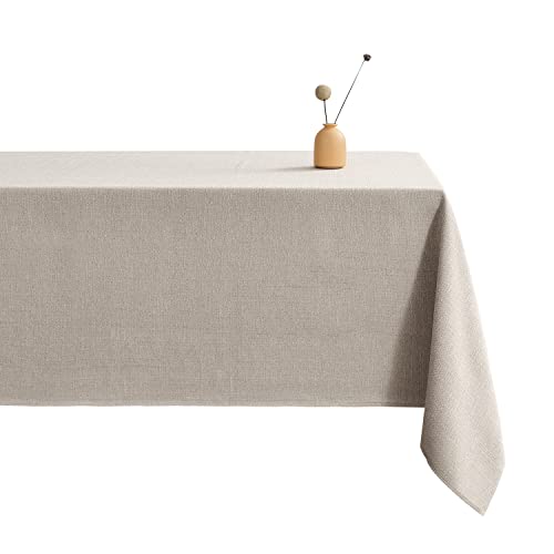 LUOLUO Tischdecke Leinenoptik tischdecke abwaschbar Tischtuch Leinen Tischwäsche Eckig Wasserdicht Tischdecke Beige 140 x 180 cm von LUOLUO