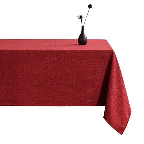 LUOLUO Tischdecke Leinenoptik tischdecke abwaschbar Tischtuch Leinen Tischwäsche Eckig Wasserdicht Tischdecke Rot 140 x 180 cm von LUOLUO