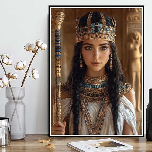Diamond Painting Ägypten Diamond Painting XXL 30×40cm, 5D Crystal Art Pharao Muster DIY Runden Steine Vollbohrer Mosaik Bastelset Erwachsene für Zimmer Deko Wohnzimmer, Geschenke für Frauen -ly250826F von LUOLYYEI