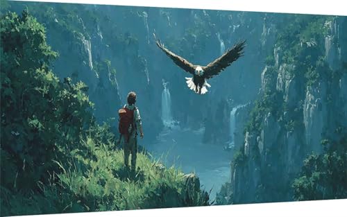 Diamond Painting Adler Diamond Painting XXL 100x300cm, 5D Crystal Art Berg Muster DIY Eckige Steine Vollbohrer Mosaik Bastelset Erwachsene für Zimmer Deko Wohnzimmer, Wanddeko, Geschenke -ly25075P von LUOLYYEI