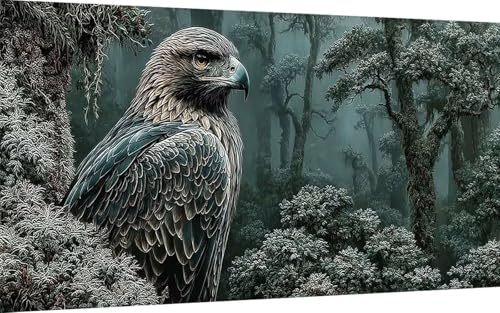 Diamond Painting Adler Diamond Painting XXL 50x100cm, 5D Crystal Art Wald Muster DIY Eckige Steine Vollbohrer Mosaik Bastelset Erwachsene für Zimmer Deko Wohnzimmer, Wanddeko, Geschenke -ly25075P von LUOLYYEI