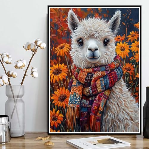 Diamond Painting Alpaka Diamond Painting XXL 90x120 cm, 5D Crystal Art Sonnenblume Muster DIY Runden Steine Vollbohrer Mosaik Bastelset Erwachsene für Zimmer Deko Wohnzimmer, Geschenke -ly25082N7 von LUOLYYEI