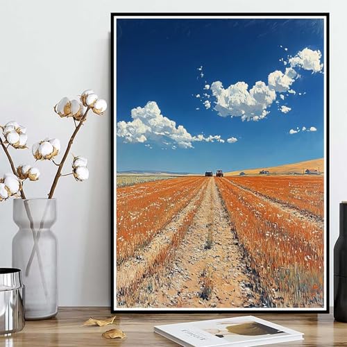 Diamond Painting Bauernhof Diamond Painting XXL 60×80cm, 5D Crystal Art Traktor Muster DIY Runden Steine Vollbohrer Mosaik Bastelset Erwachsene für Zimmer Deko Wohnzimmer, Geschenke -ly25082V71JD von LUOLYYEI