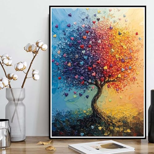 Diamond Painting Baum Diamond Painting XXL 90x120 cm, 5D Crystal Art Landschaft Muster DIY Runden Steine Vollbohrer Mosaik Bastelset Erwachsene für Zimmer Deko Wohnzimmer, Geschenke -ly2508282577 von LUOLYYEI