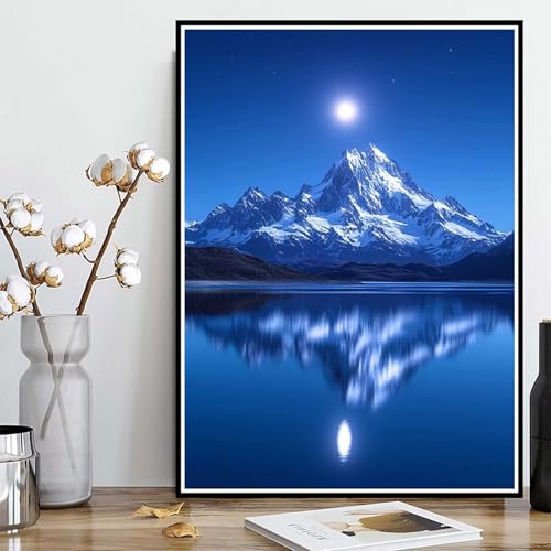 Diamond Painting Berg Diamond Painting XXL 40x50 cm, 5D Crystal Art Landschaft Muster DIY Runden Steine Vollbohrer Mosaik Bastelset Erwachsene für Zimmer Deko Wohnzimmer, Geschenke -ly25082IF8WE von LUOLYYEI