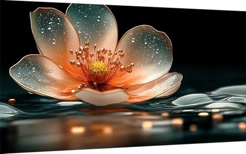 Diamond Painting Blume Diamond Painting XXL (70x140 cm), 5D Crystal Art Anlage Muster DIY Eckige Steine Vollbohrer Mosaik Bastelset Erwachsene für Zimmer Deko Wohnzimmer, Wanddeko, Geschenke -ly25071U von LUOLYYEI