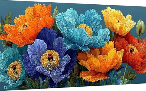 Diamond Painting Blume Diamond Painting XXL 100x300 cm, 5D Crystal Art Anlage Muster DIY Eckige Steine Vollbohrer Mosaik Bastelset Erwachsene für Zimmer Deko Wohnzimmer, Wanddeko, Geschenke -ly2507TF von LUOLYYEI