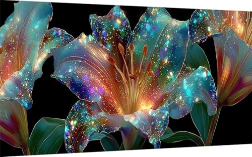 Diamond Painting Blume Diamond Painting XXL 50x100cm, 5D Crystal Art Anlage Muster DIY Eckige Steine Vollbohrer Mosaik Bastelset Erwachsene für Zimmer Deko Wohnzimmer, Wanddeko, Geschenke -ly2507SR von LUOLYYEI