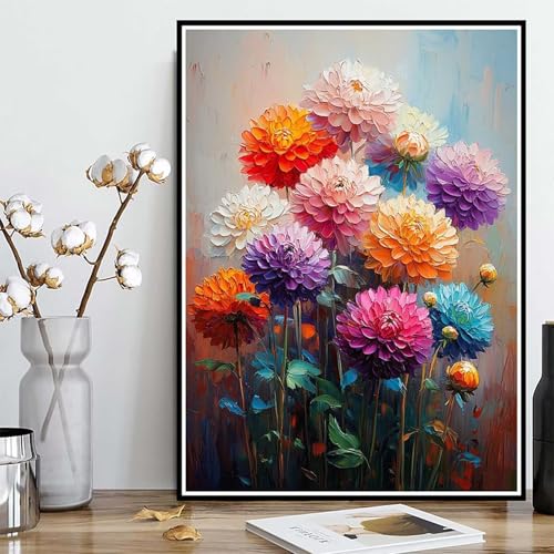 Diamond Painting Blumen Diamond Painting XXL 100x135 cm, 5D Crystal Art Blume Muster DIY Runden Steine Vollbohrer Mosaik Bastelset Erwachsene für Zimmer Deko Wohnzimmer, Geschenke -ly25082D45UZ von LUOLYYEI