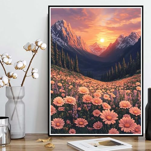 Diamond Painting Blumen Diamond Painting XXL 30x40cm, 5D Crystal Art Sonnenuntergang Muster DIY Runden Steine Vollbohrer Mosaik Bastelset Erwachsene für Zimmer Deko Wohnzimmer, Geschenke -ly2508250 von LUOLYYEI
