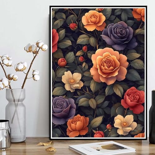 Diamond Painting Blumen Diamond Painting XXL 90x120 cm, 5D Crystal Art Pflanzen Muster DIY Runden Steine Vollbohrer Mosaik Bastelset Erwachsene für Zimmer Deko Wohnzimmer, Geschenke -ly250821LJ2P von LUOLYYEI