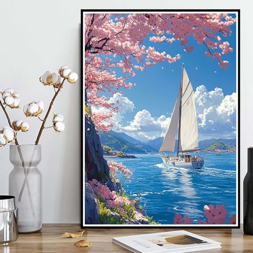 Diamond Painting Boot Diamond Painting XXL 30x40cm, 5D Crystal Art Kirschblüten Muster DIY Runden Steine Vollbohrer Mosaik Bastelset Erwachsene für Zimmer Deko Wohnzimmer, Geschenke -ly250822D6E5 Diamond Painting Boot Diamond Painting XXL 30x40cm, 5D Crystal Art Kirschblüten Muster DIY Runden Steine Vollbohrer Mosaik Bastelset Erwachsene für Zimmer Deko Wohnzimmer, Geschenke -ly250822D6E5 von LUOLYYEI