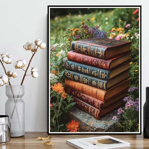 Diamond Painting Buch Diamond Painting XXL 40x50 cm, 5D Crystal Art Wiese Muster DIY Runden Steine Vollbohrer Mosaik Bastelset Erwachsene für Zimmer Deko Wohnzimmer, Geschenke für Frauen -ly25082N0 von LUOLYYEI