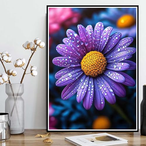 Diamond Painting Chrysantheme Diamond Painting XXL 100x135 cm, 5D Crystal Art Blume Muster DIY Runden Steine Vollbohrer Mosaik Bastelset Erwachsene für Zimmer Deko Wohnzimmer, Geschenke -ly250828B von LUOLYYEI