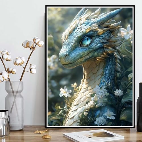 Diamond Painting Drachen Diamond Painting XXL 50×70cm, 5D Crystal Art Tier Muster DIY Runden Steine Vollbohrer Mosaik Bastelset Erwachsene für Zimmer Deko Wohnzimmer, Geschenke für Frauen -ly250820Y von LUOLYYEI