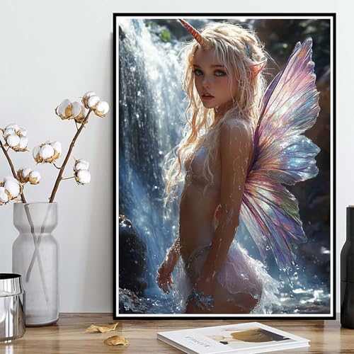 Diamond Painting Elf Diamond Painting XXL 90x120cm, 5D Crystal Art Stürze Muster DIY Runden Steine Vollbohrer Mosaik Bastelset Erwachsene für Zimmer Deko Wohnzimmer, Geschenke für Frauen -ly25082CH von LUOLYYEI