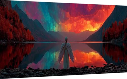Diamond Painting Engel Diamond Painting XXL 100x300cm, 5D Crystal Art Landschaft Muster DIY Eckige Steine Vollbohrer Mosaik Bastelset Erwachsene für Zimmer Deko Wohnzimmer, Geschenke -ly2507JO250 von LUOLYYEI