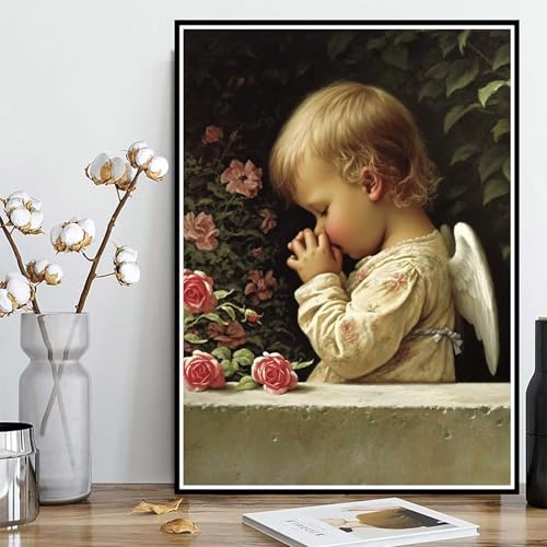 Diamond Painting Engel Diamond Painting XXL 60×80cm, 5D Crystal Art Rose Muster DIY Runden Steine Vollbohrer Mosaik Bastelset Erwachsene für Zimmer Deko Wohnzimmer, Geschenke für Frauen -ly25082EQ von LUOLYYEI