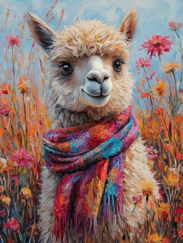 Diamond Painting Erwachsene, Diamond Painting Alpaka Crystal Art Blume Muster 5D DIY Diamant Malerei Cross Stitch Stickerei Basteln Erwachsene Set für Deko Wohnzimmer, Geschenke 40×50cm -ly25082J4 von LUOLYYEI