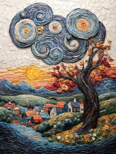 Diamond Painting Erwachsene, Diamond Painting Baum Crystal Art Landschaft Muster 5D DIY Diamant Malerei Cross Stitch Stickerei Basteln Erwachsene Set für Deko Wohnzimmer, Geschenke 30x40cm -ly250825A von LUOLYYEI