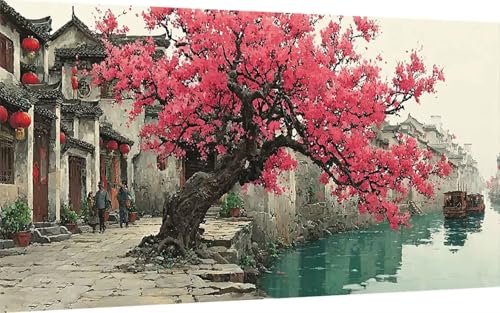 Diamond Painting Erwachsene, Diamond Painting Baum Crystal Art Stadt Muster 5D DIY Diamant Malerei Cross Stitch Stickerei Basteln Erwachsene Set für Deko Wohnzimmer, Geschenke 80x160cm -ly25075H von LUOLYYEI