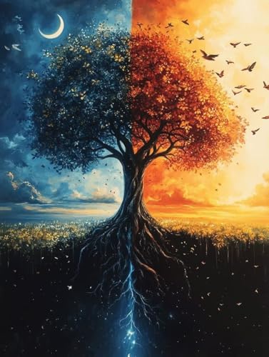 Diamond Painting Erwachsene, Diamond Painting Baum des Lebens Crystal Art Landschaft Muster 5D DIY Diamant Malerei Cross Stitch Stickerei Basteln Erwachsene Set für Deko Wohnzimmer 40×50cm -ly250820Q von LUOLYYEI