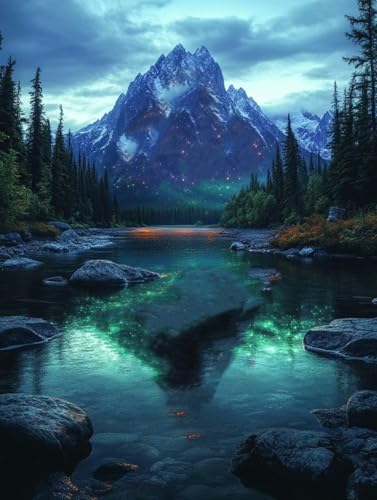 Diamond Painting Erwachsene, Diamond Painting Berg Crystal Art Landschaft Muster 5D DIY Diamant Malerei Cross Stitch Stickerei Basteln Erwachsene Set für Deko Wohnzimmer, Geschenke 50x70cm -ly25082U2 von LUOLYYEI