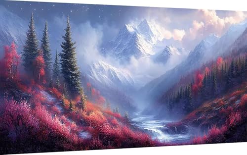 Diamond Painting Erwachsene, Diamond Painting Berg Crystal Art Landschaft Muster 5D DIY Diamant Malerei Cross Stitch Stickerei Basteln Erwachsene Set für Deko Wohnzimmer (100x200 cm) -ly25072C00C von LUOLYYEI