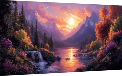 Diamond Painting Erwachsene, Diamond Painting Berg Crystal Art Landschaft Muster 5D DIY Diamant Malerei Cross Stitch Stickerei Basteln Erwachsene Set für Deko Wohnzimmer (100x200 cm) -ly25073L56F von LUOLYYEI